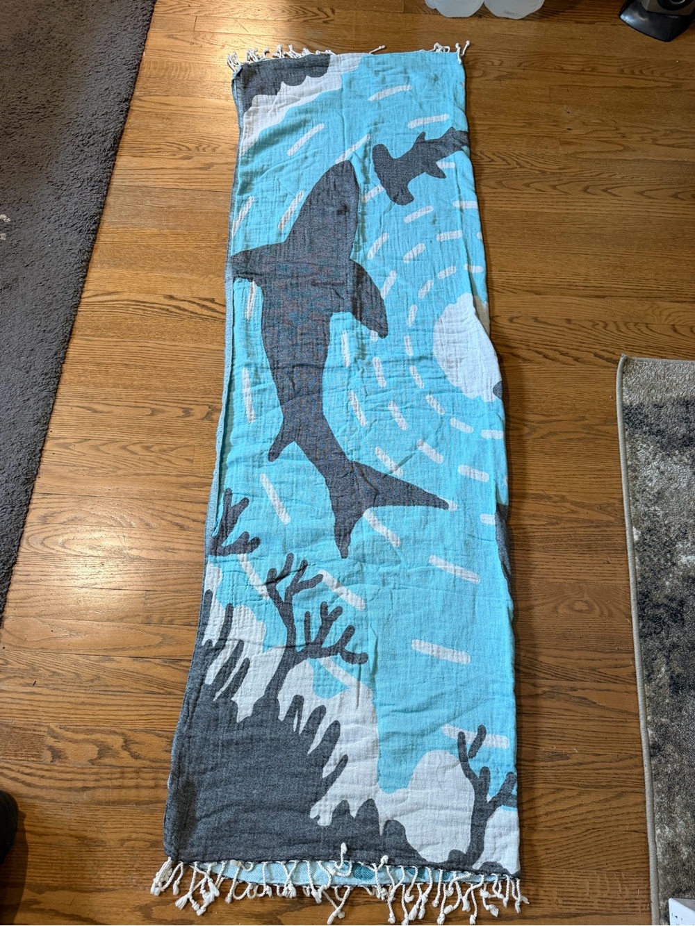 Large Sand Cloud Shark Beach Towel Turkish Cotton Ocean Coral Fringe Throw